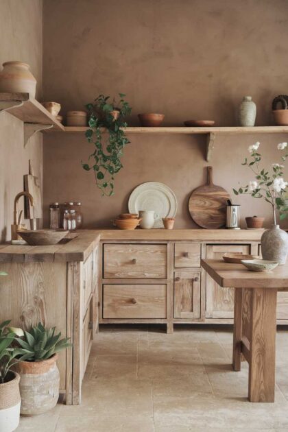 21 Wabi-Sabi Kitchen Design Ideas for Timeless Charm 26 A wabi-sabi kitchen design