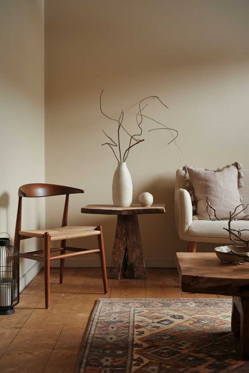 A wabi sabi living room