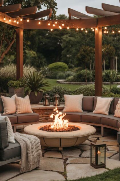 A backyard fire pit