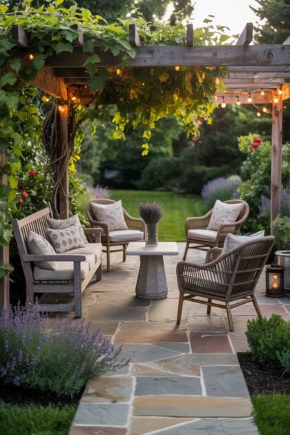 A flagstone patio design