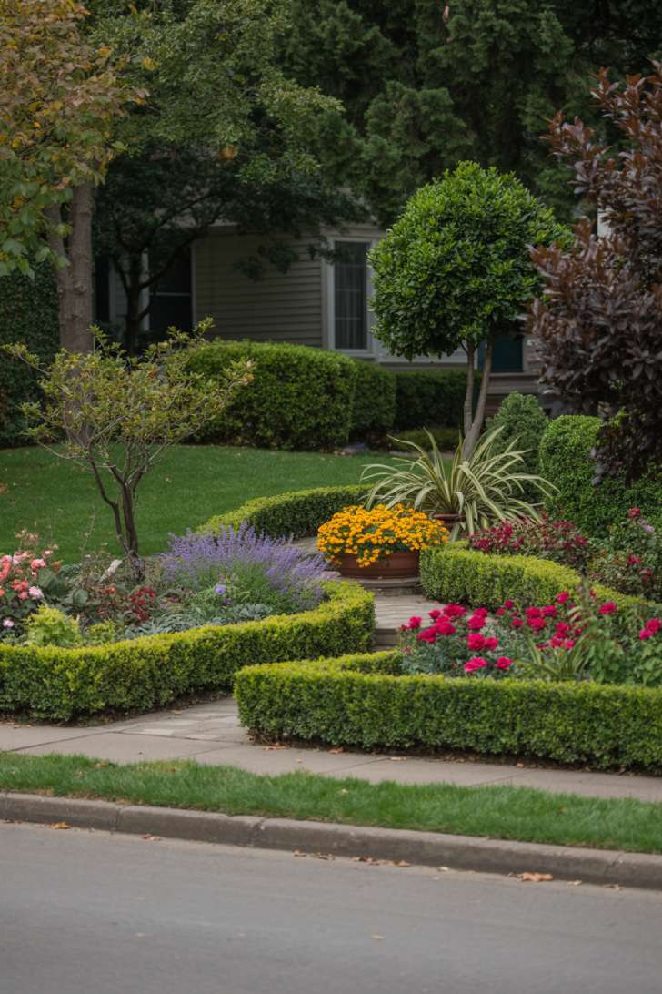 17 Gorgeous Front Yard Garden Design Ideas for Curb Appeal 2 Front garden featuring lavender borders and winding stone walkway
