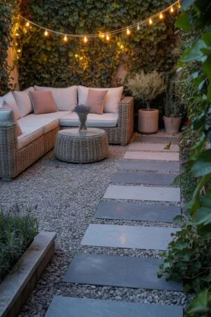 A gravel patio design