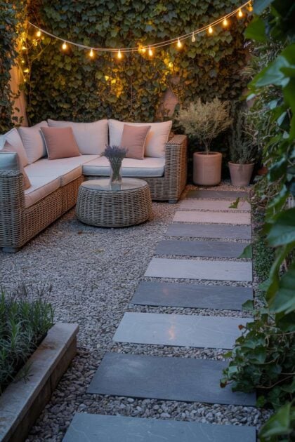 A gravel patio design