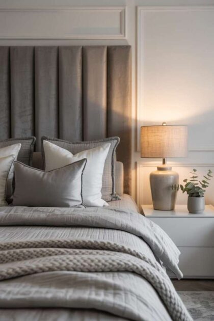 20 Cozy Grey and White Bedroom Ideas for Peaceful Nights 25 A grey and white bedroom