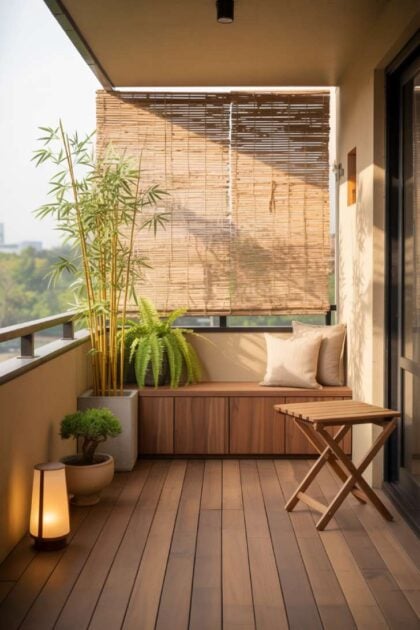 11 Dreamy Japandi Balcony Ideas to Create Your Zen Space A japandi balcony design