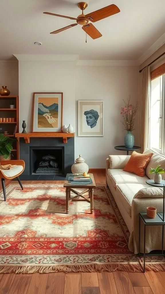 21 Japandi Living Room Design Ideas for a Cozy, Stylish Home 9 A cozy Japandi living room featuring layered rugs and natural light.