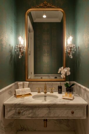 A luxury powder room