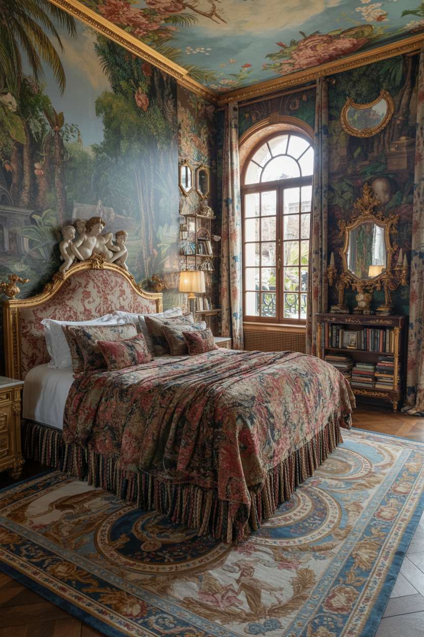 A maximalist bedroom decor