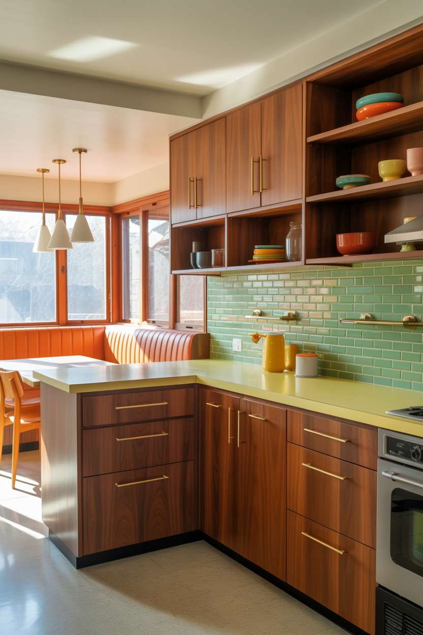 A mid century modern kitchen design
