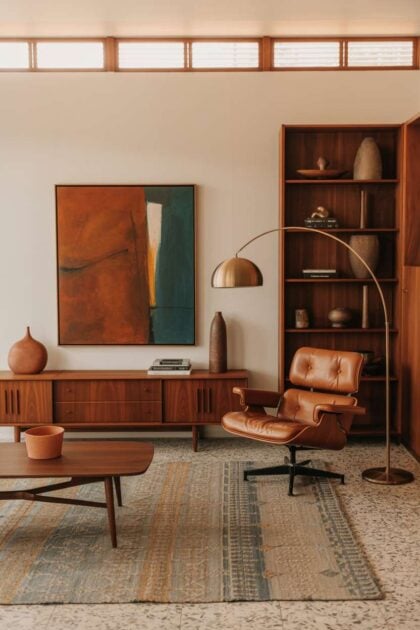 A mid-century modern living room decor