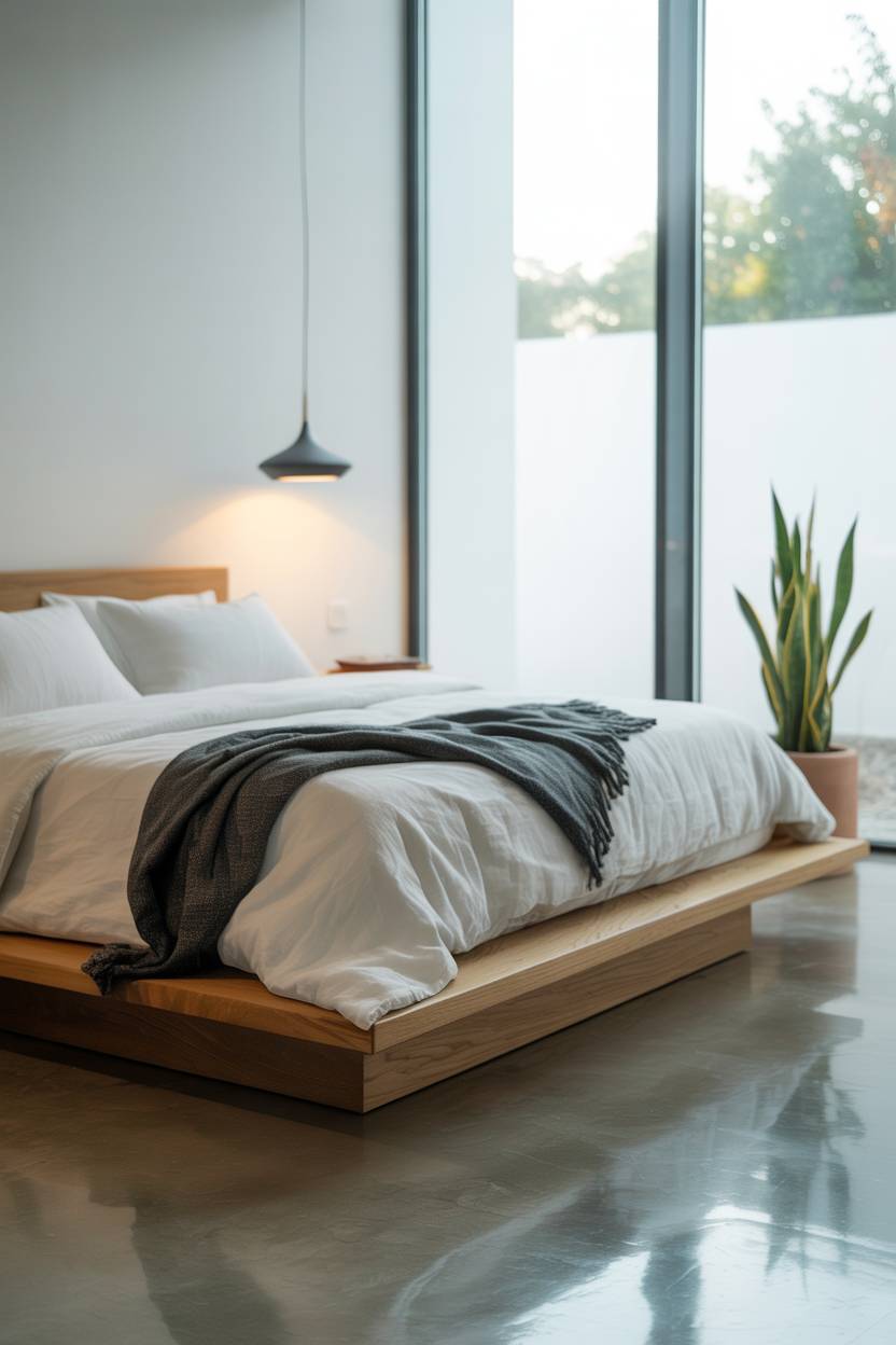 Minimalism Vs Maximalism: Finding Your Interior Design Balance 2 Serene minimalist bedroom emphasizing natural materials and clean lines