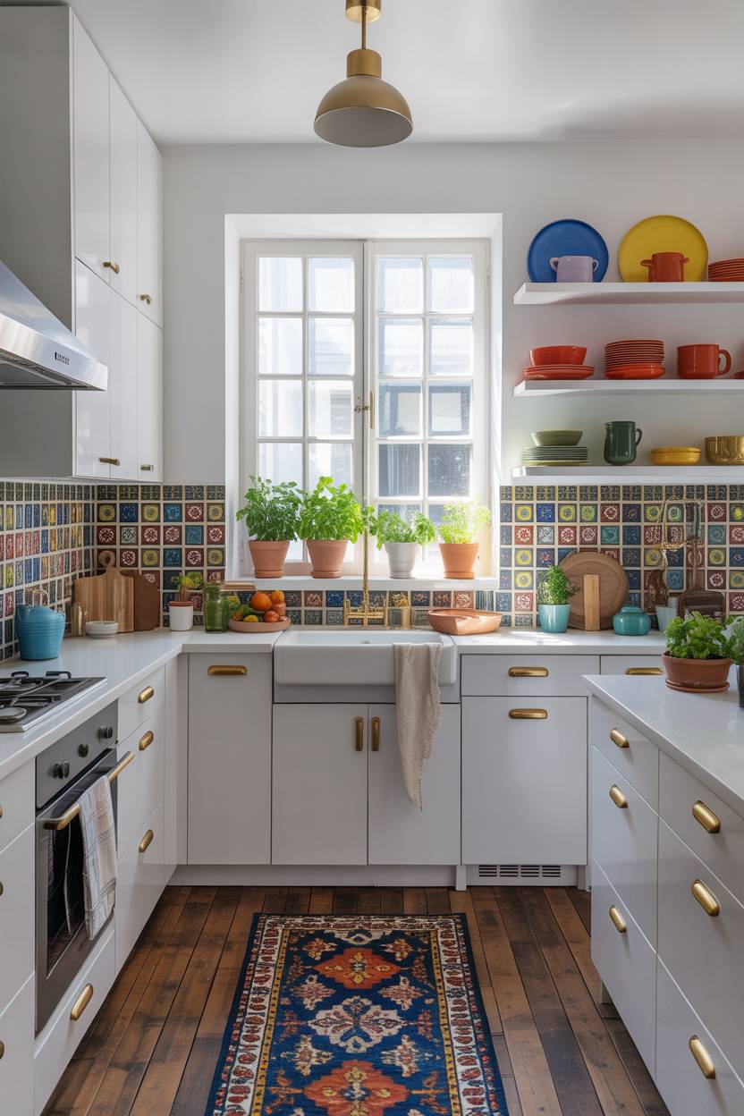 Minimalism Vs Maximalism: Finding Your Interior Design Balance 12 Clean kitchen design elevated with carefully chosen colorful accent elements