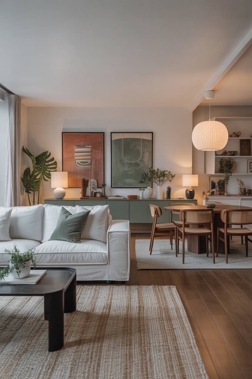 Minimalism Vs Maximalism: Finding Your Interior Design Balance 13 Open concept space demonstrating visual harmony through repeated colors and materials