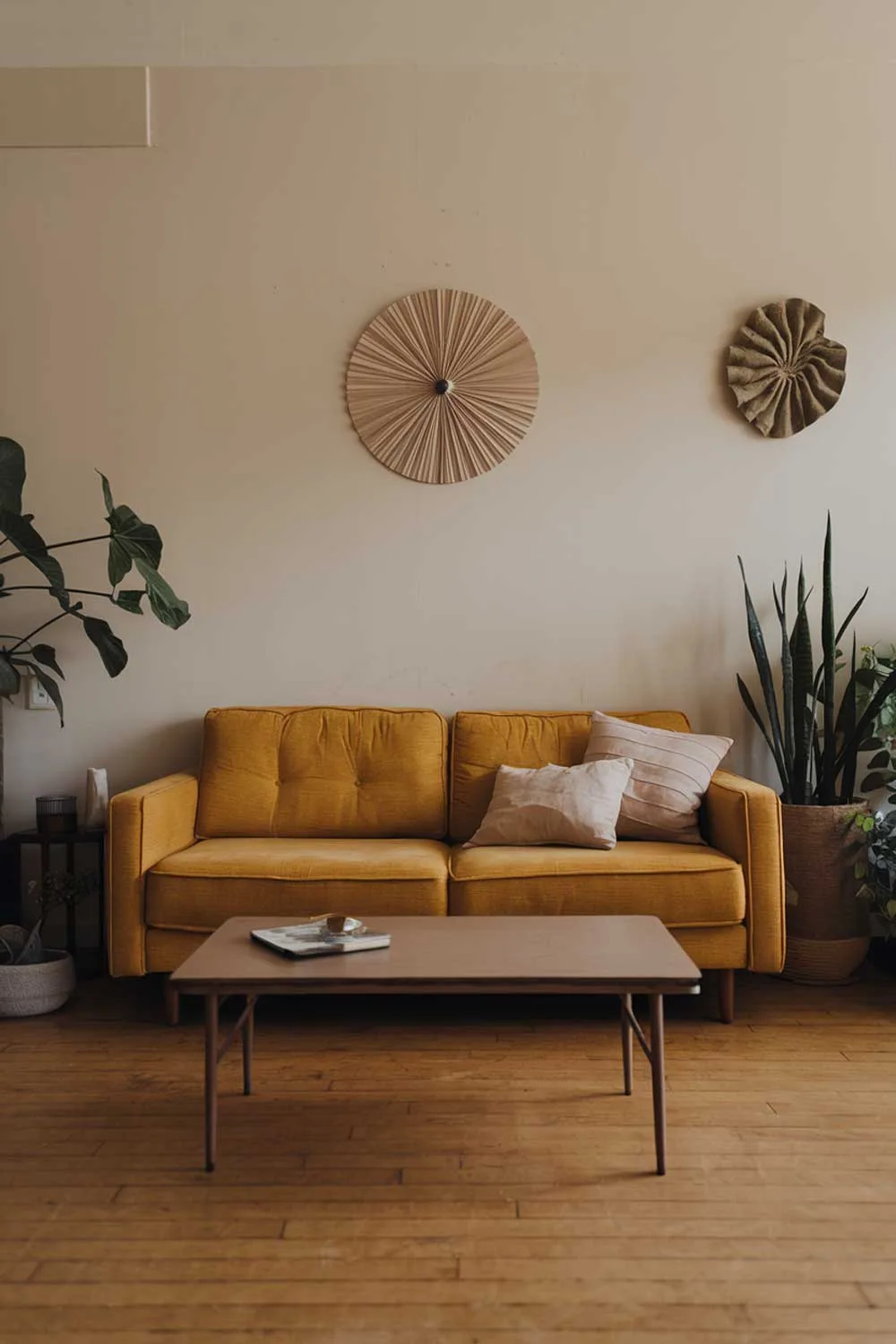 Minimalist Living Room with Yellow Sofa