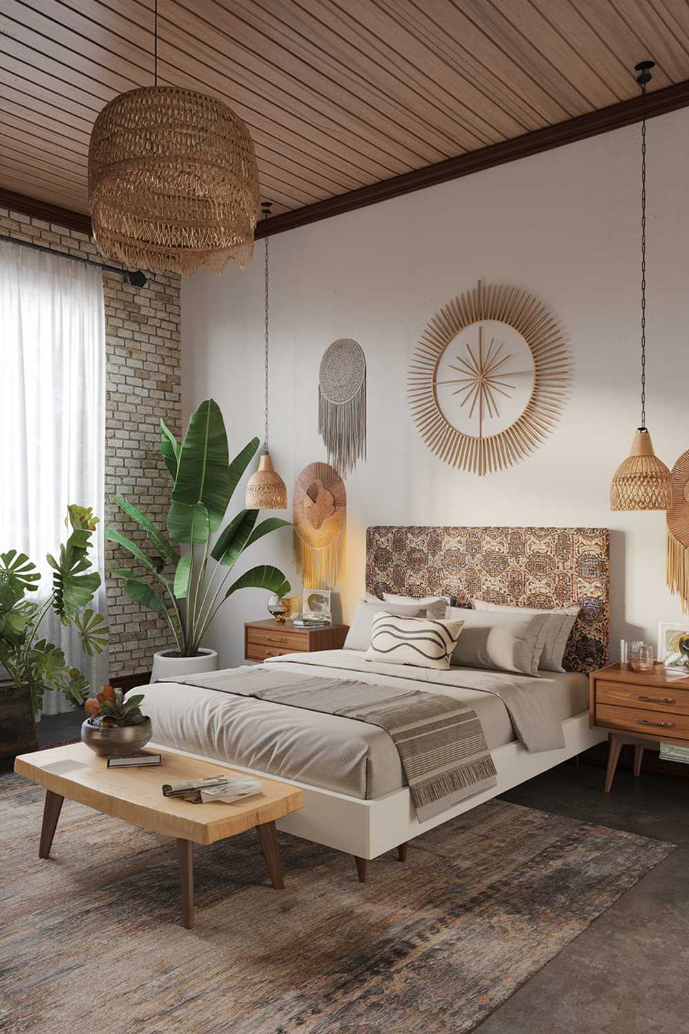 A modern boho bedroom