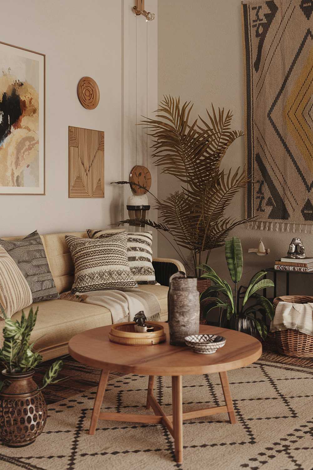 A modern boho living room decor