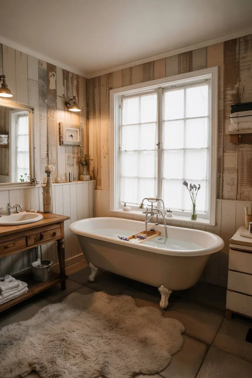 A modern farmhouse bathroom decor