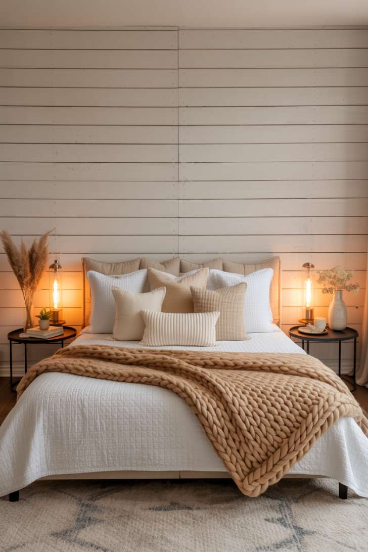A modern farmhouse guest bedroom