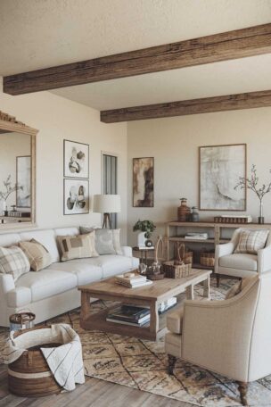 A modern farmhouse living room