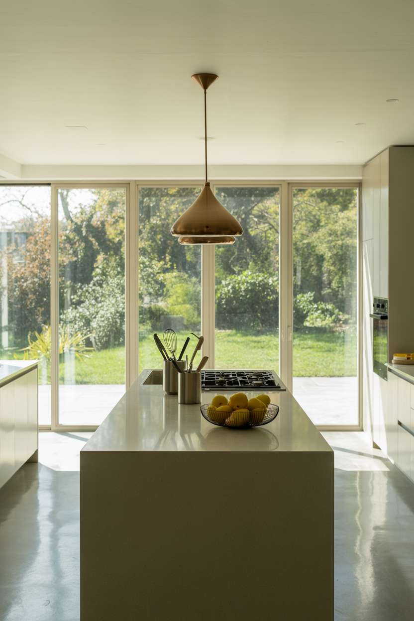 24 Elegant Modern Kitchen Design Ideas to Inspire You 4 Clean modern kitchen with white quartz island and pendant lighting