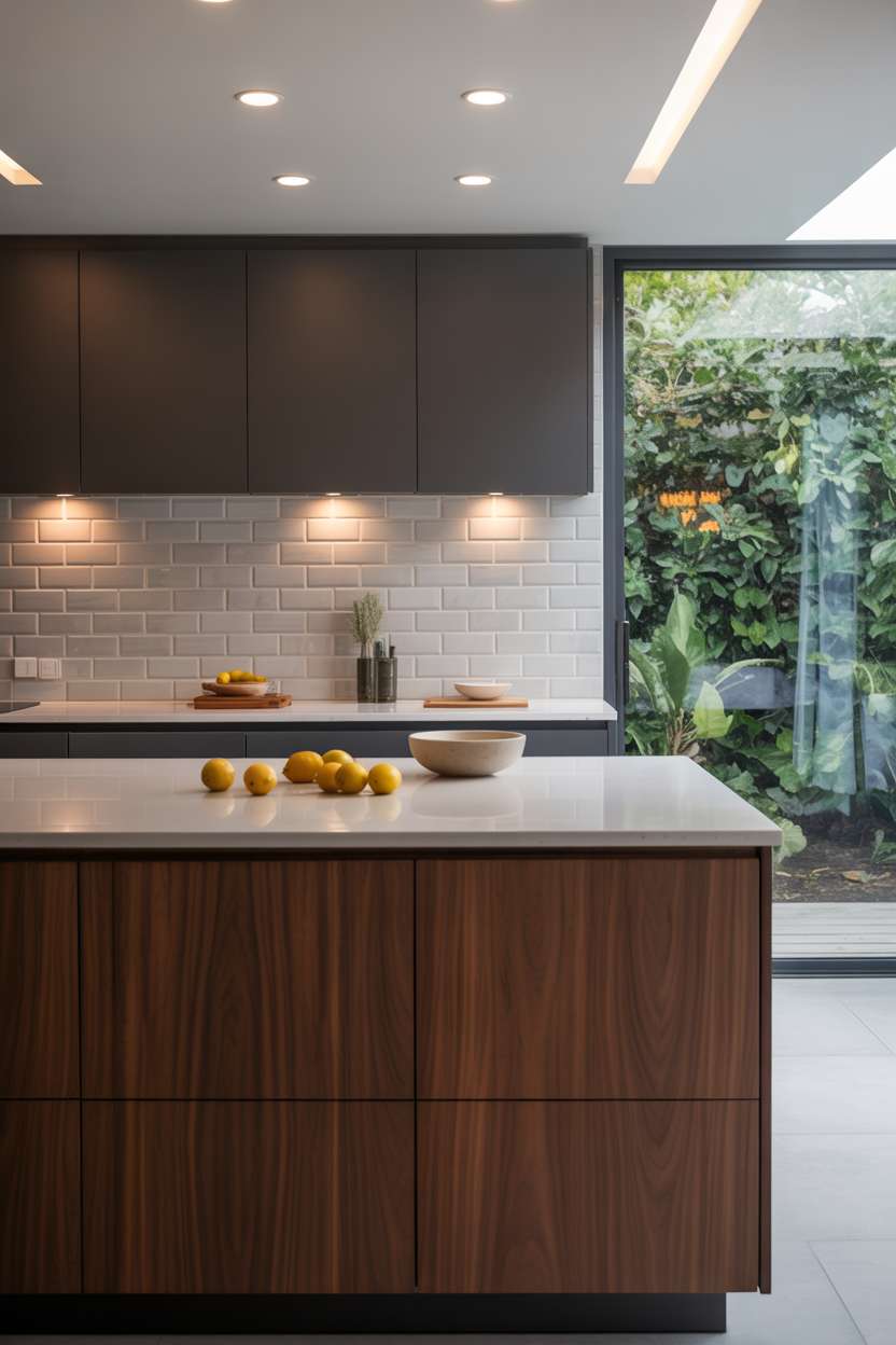 24 Elegant Modern Kitchen Design Ideas to Inspire You 19 Modern kitchen with fresh lemons and subway tile backsplash
