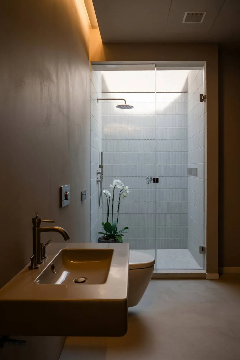 23 Modern Luxury Bathroom Design Ideas for a Stylish Home 23 Minimalist luxury bathroom with floating sink, concrete floors, and glass-enclosed rainfall shower