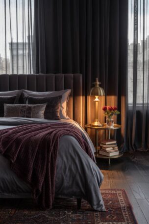 A moody romantic bedroom
