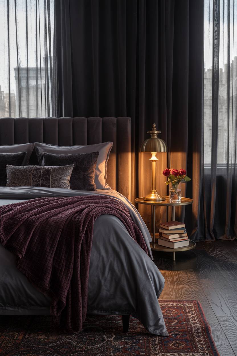 A moody romantic bedroom