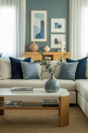 12 Fresh Neutral and Blue Living Room Ideas for Harmony A neutral and blue living room