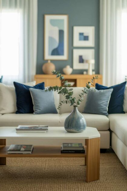 12 Fresh Neutral and Blue Living Room Ideas for Harmony 17 A neutral and blue living room