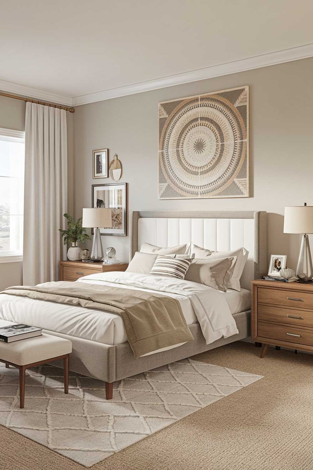 A neutral bedroom decor