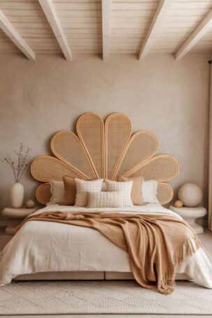 A neutral boho bedroom