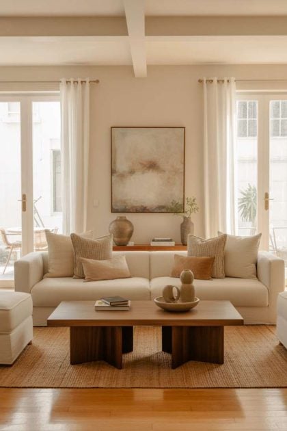 A neutral living room decor