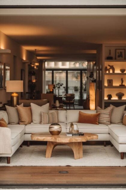 A neutral warm living room