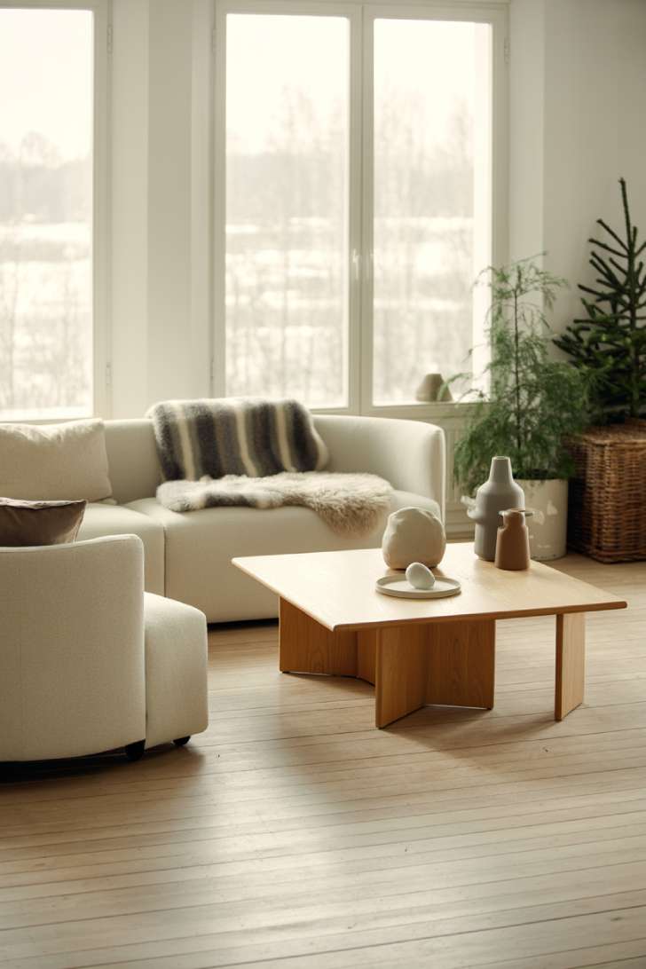 23 Stunning Nordic Living Room Ideas for Warm Home Style 13 Elegant Nordic room with wool blankets and birch flooring