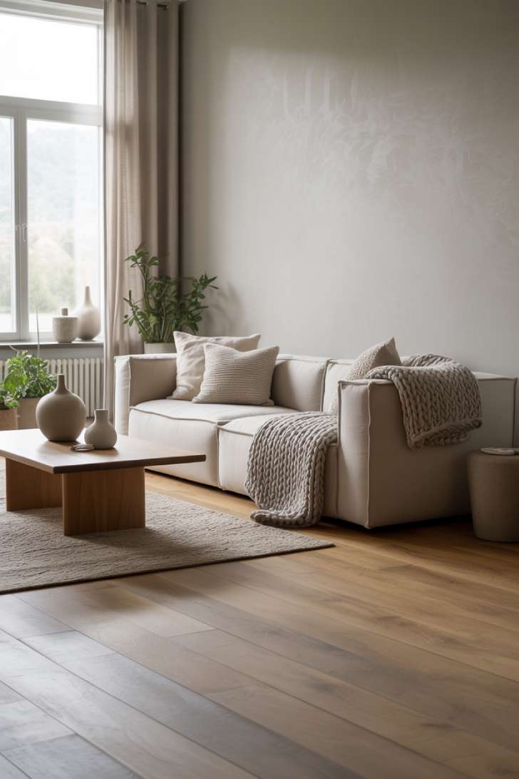 23 Stunning Nordic Living Room Ideas for Warm Home Style 16 Minimalist Nordic room with textured wool rug and linen curtains