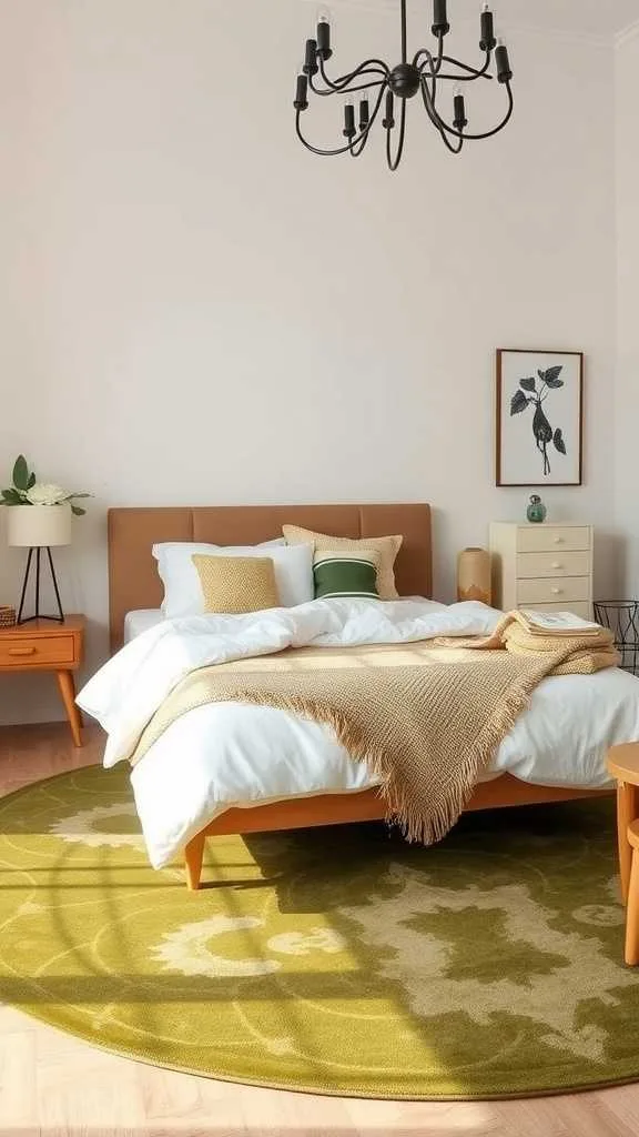 21 Stunning Olive Green Bedroom Ideas for a Cozy Retreat 14 A comfortable olive green rug in a stylish bedroom setting