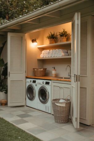A outdoor laundry room for small spaces