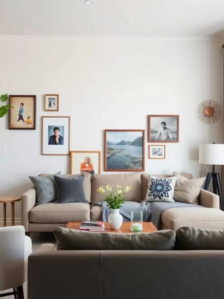 22 Modern Luxury Living Room Decor Ideas for Elegant Spaces 17 Cozy living room with gallery wall and decorative touches.