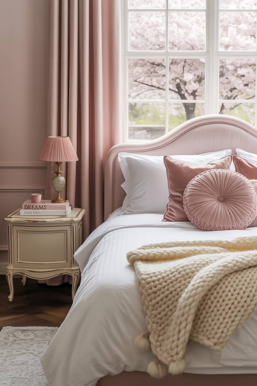 A pink bedroom decor