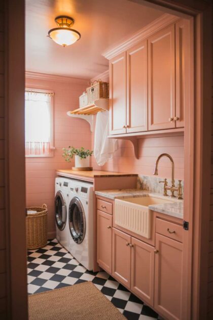 10 Beautiful Pink Laundry Room Ideas for a Stylish Home A pink laundry room