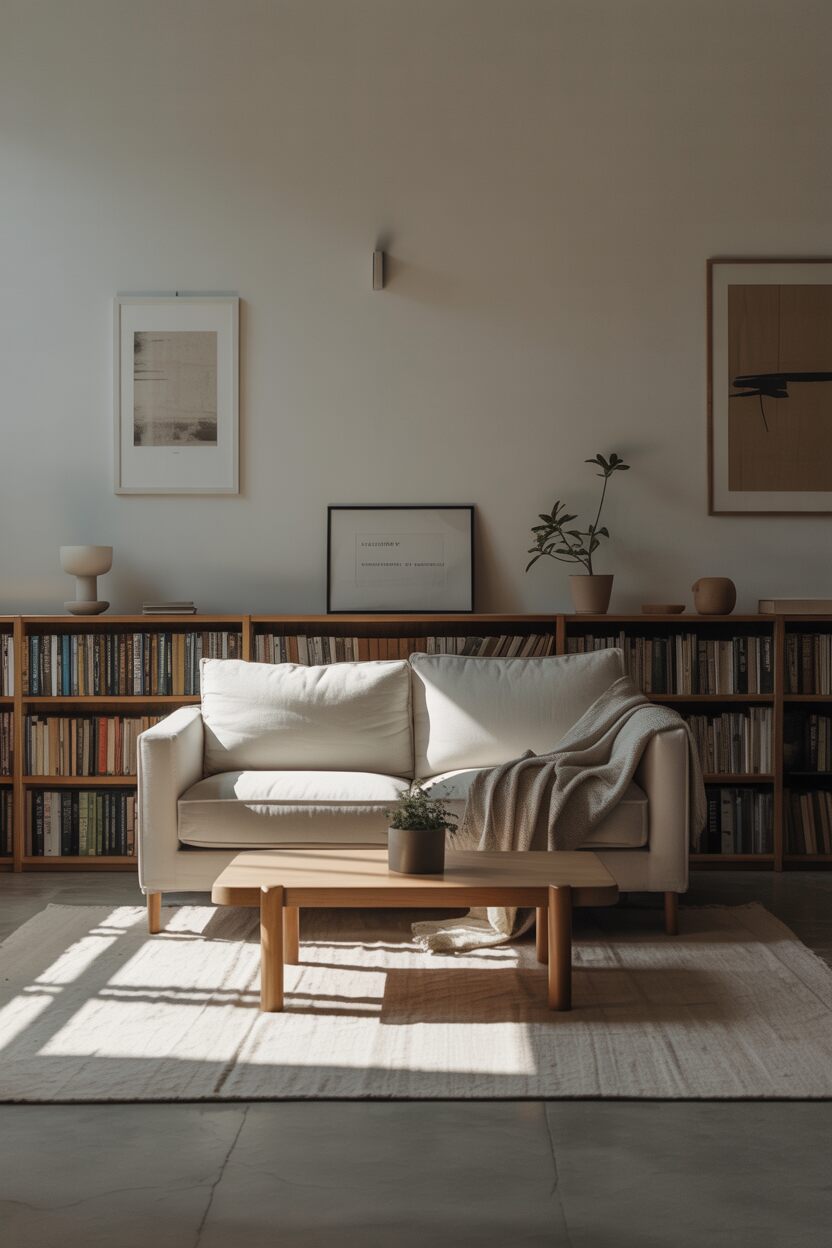 How to Practice Minimalism: A Beginner's Path to Simplicity 2 A minimalist living room with breathing space and thoughtfully placed items.