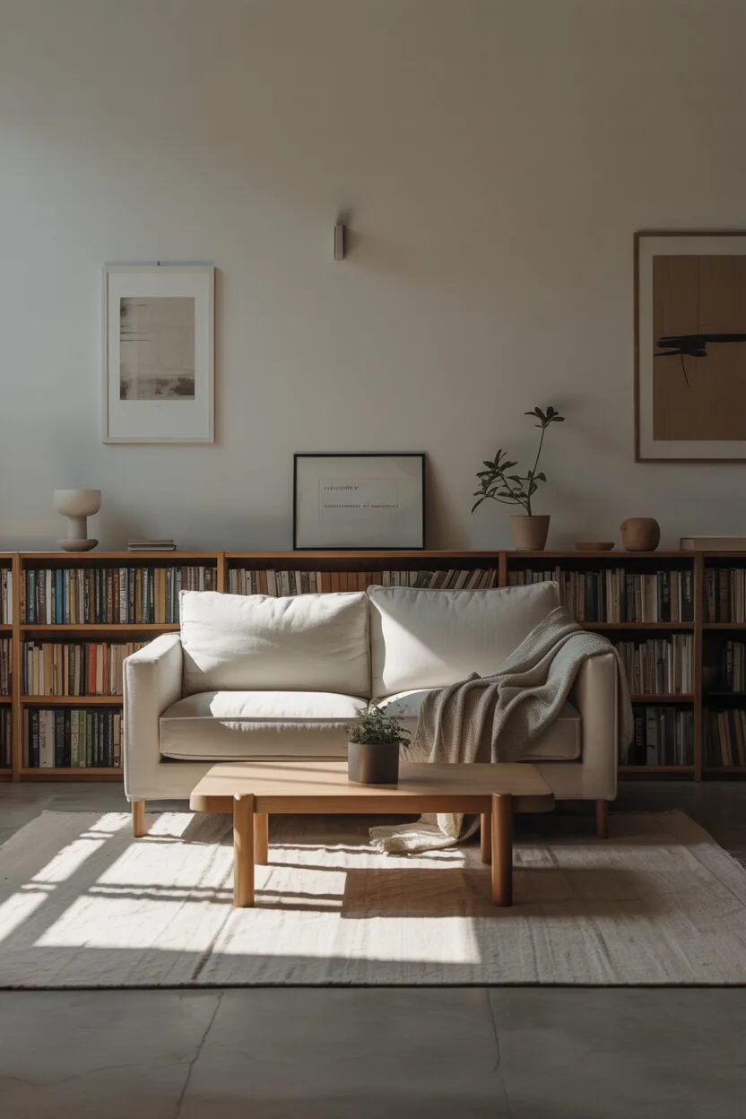 How to Practice Minimalism: A Beginner's Path to Simplicity 2 A minimalist living room with breathing space and thoughtfully placed items.