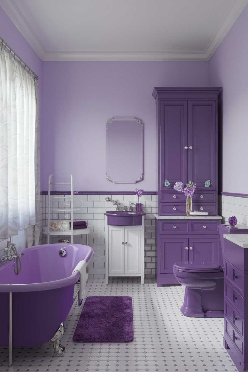 A purple bathroom decor