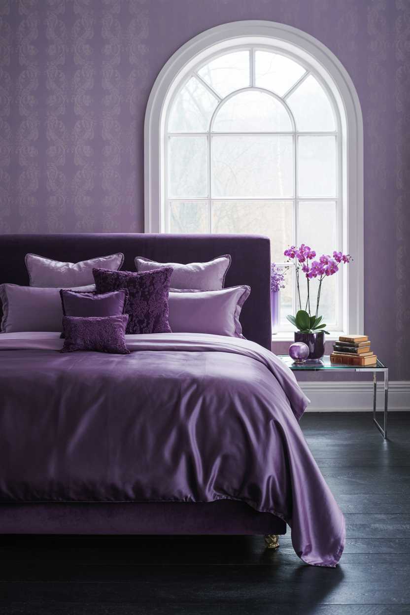 A purple bedroom decor