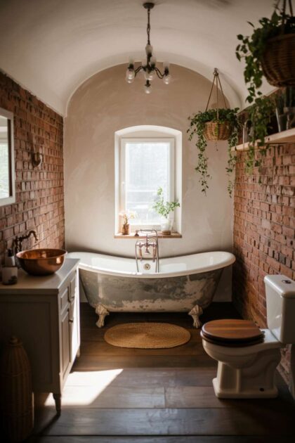 A rustic bathroom design