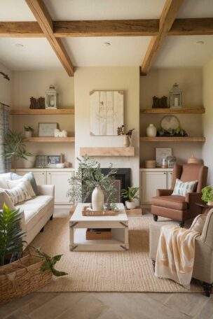 A Rustic farmhouse living room