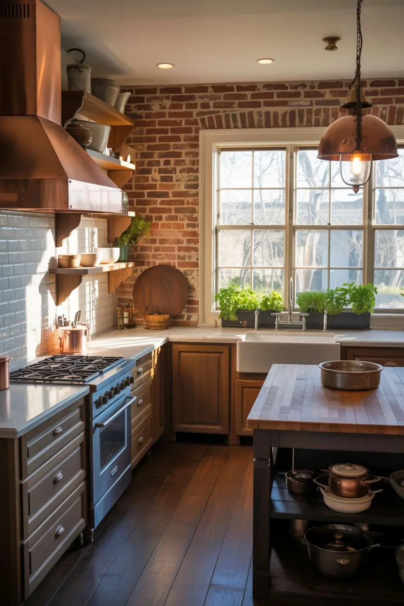 31 Timeless Rustic Kitchen Design Ideas for Cozy Charm 26 Elegant rustic kitchen with dark wood cabinetry, white marble countertops, and professional gas range
