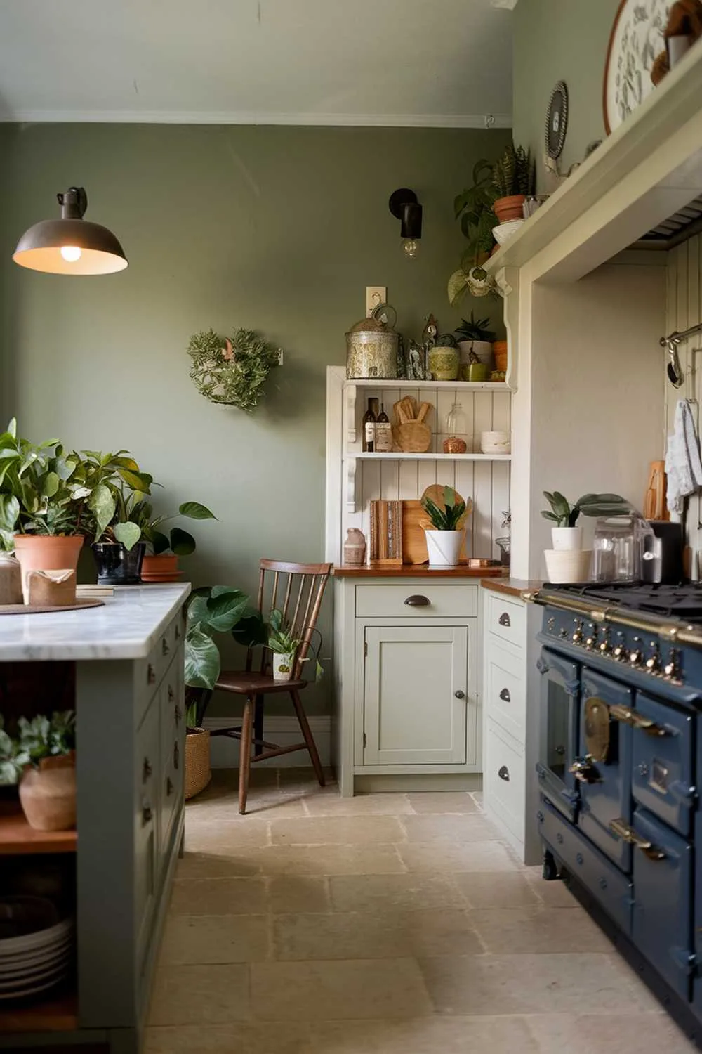 19 Sage Green Kitchen Ideas for a Stylish Refresh 10 Modern kitchen design with sage green accent wall, dark grey island, and white cabinetry