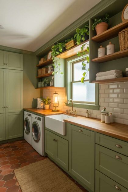 10 Gorgeous Sage Green Laundry Room Ideas for Your Home A sage green laundry room